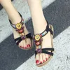 Sandals Summer 2024 Ethnic Style Women Cross Border Bohemian Beach Beaded Retro Plus-size Flat Wholesale