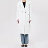 여자 트렌치 코트 Superaen 2023 가을/겨울 불규칙 스트랩 디자인 흰색 한국 포켓 롱 코트