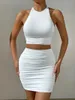 Casual jurken sexy halterneck backless bodycon mini-jurk feest nachtclub geplooide tweedelige set ruches damesoutfit