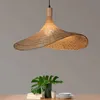 Lichter Hand machen Bambus Wicker LED -Anhänger Lampen Decken Vintage Hanging Lampe Rattan für Esszimmer Beleuchtung Suspension Design Li280h