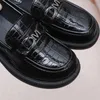 Stijlvolle kledingschoenen Lakleer Glanzende loafers voor dames Britse stijl Ronde neus Zwart JK Kleine zachte zool Platte enkele