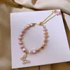 Strand Minar Fantasy Couleur rose réel bracelet perlé de perle d'eau douce pour femmes bracelets en laiton cz zircon