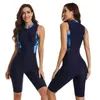 Indossare Rash Guard Costume da bagno da donna Senza maniche Completo sportivo Pantaloncini al ginocchio Costumi da bagno Costume da bagno da bagno Abbigliamento da spiaggia Body Monoki