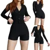 Kobiety z długim rękawem Koszynki kombinezon stały kolor przycisk swobodny body bodysuit bodysuit klubowa odzież 231225