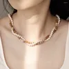 Choker LONDANY Necklace Pearl Agate Stone Winding Women's Niche Design High-end Double Layered Clavicle Chain