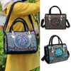 Bags Women Floral Embroidered Handbag Ethnic Boho Canvas Shopping Tote Zipper Bag