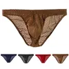 Underpants Sexy Men Lace Jacquard Mesh Low Rise Briefs Underwear Shorts Trunks Panties Breathable Solid Men's