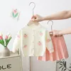 Clothing Sets Two Pieces Spring Autumn Baby Girls Clothes Solid Color Fruit Print Coats Cardigans Pleated Skirts