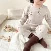 Baby Sleepwear Pajamas Set for Children Korean Girls Boy Round Neck Top and Bottom Kids Clothing Cotton Print Autumn Clothes 231225