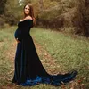 Maternity Dresses Photography Props Sexy Maxi Gown For Pregnant Off Shoulder Women Long Velvet Pregnancy Dress Photo Shoots