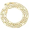 Mens Real 10k Yellow Gold Figaro Chain 4mm Halsband Hög polerad 16-30 tum2834