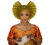 Mode auto gele headtie Afrikaanse Nigeriaanse vrouwen traditionele aso oke autogele fan vorm voor bruiloft party44571193053033