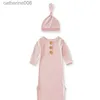 Sleeping Bags Newborn Baby Summer Sleeping Bag Soft Bamboo Fiber Long Sleeves Baby Sleep Sack With Hat Infant Solid Children SleepsacksL231225