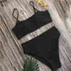 Bikinis Seti Sfit Seksi Bikinis Solid Push Up Bikini 2021 Sıcak Satış Yastıklı Sütyen Kayışları Yüksek Beline Mayo Kadın Mayo Kadın Biquinil231225