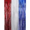 Party Decoration 2m Red White Blue Tinsel Curtain American Flag Style Star Bakgrund Independent Day Decorations Wedding Birthday Decor