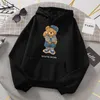 Hoodies femininos bonito urso de pelúcia saudação pontuação em torno do capuz mulher hip hop s-xxl desenhos animados de alta qualidade moletom moda casual