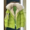 Kvinnor Winter Coat White Goose Down Jacket med Big Real Silver Fox Päls Krage Kvinna Löst ytterkläder Fashion Overcoat 231222