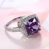 2 PCS Lot -New Aankomstkwaliteit Silver Purple Cubic Zirconia Gemstone sieraden Lady Wedding Rings Jewelry200a