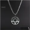 Hanger Kettingen Punk Sieraden Hem Ketting Roestvrij Staal Heartagram Merch Logo Symbool Sier 4Mm 24 Curb Chain252O Drop Delivery Pend Otiia