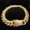 Cuban Link Hangers Kettingen Hiphop sieraden 18K Volledige diamant 12mm brede heren Cuba Chain Bracelet322G