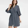 Women's Sleepwear Cotton Robes For Women Double-layered Pleated Gauze Bathrobe Home Service El 2024 Dresses