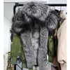 Maomaokong Natural Real cuello de piel de zorro abrigo de mujer chaqueta con forro de piel de mapache moda de invierno cálido suelto impermeable bordado parka 231222