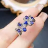 Anelli a grappolo FS Inlay 3mm Natural Sapphire Ring Certificate Genorine Silver S925 per donne Fine Charm Weedings Gioielli moda