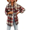 Autumnwinter European och American Women's Wear Autumn/Winter Long Sleeve Polo Collar Loose Plaid Thicked Woolen Coat 231225