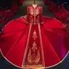 Roupas étnicas Noiva Oriental Lantejoulas Beading Bordados Borlas Cheongsam Brinde Vestido Estilo Chinês Veludo Vestido de Noiva