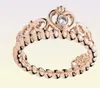 Bonito feminino meninas jóias anel 18k ouro rosa 925 prata esterlina anéis para princesa tiara coroa conjuntos de anel com logotipo original box8390513