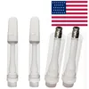 USA STOCK 1 ml Carrelli in ceramica completi 510 cartucce Vape Atomizzatori ad olio denso Sigaretta elettronica vuota Vite nel bocchino Atomizzatore a spirale in ceramica V22 Logo personalizzato 400 pezzi