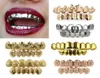 Bretelles en or véritable 18 carats Punk Hip Hop Dents Grillz Bouche dentaire Fang Grills Up Bottom Tooth Cap Cosplay Party Rappeur Bijoux Cadeaux Who5280654