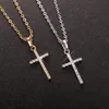 Anhänger Halsketten Mode weibliche Kreuz Anhänger Drop Gold Schwarz Farbe Kristall Jesus Halskette Schmuck für Männer Frauen Whole298n