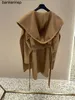 Górna luksusowa płaszcz Maxmaras 101801 Pure wełniany płaszcz zima gwiazda środkowa Rialto wielbłąd z kapturem fala wodna fala wodna aksamitna odzież wierzcha CoattyqShsh