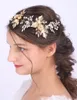 Headpieces vintage brud hårtillbehör blad guld huvudbonad glänsande strass pärlor handgjorda pannband för kvinnor tiara bröllop flickor