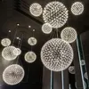 Modernt vardagsrum hängslampa ljus rostfritt stål boll ledande ljuskrona fyrverkeri ljus restaurang villa el projekt hänge li286t