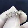 925 Sterling Silver Drop-Shaped Cut Row Diamond Platinu Moissanite Engagement Wedding Band Rings for Women Gift257q