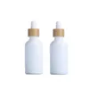 White Porcelain E Liquid Reagent Pipette Dropper Bottles Round Essential Oil Perfume Bottle with Wooden Bamboo Lids Wkrvx