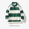 Fashion Polo Men pour 2023 Automne Spring Long Manches longues Harajuku Corée Tops à rayures Tees Tshirt décontracté Vêtements surdimensionnés 231222