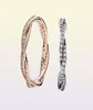Set di anelli impilabili Twist Of Fate in argento sterling 925 con scatola originale per le donne Anello con diamante CZ in oro rosa 18 carati6936430