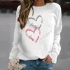 Kvinnors hoodies hoddies Autumn Pullover Långärmad valentinsdag tröjor t-shirts 3D Tryckt grafisk kärlek o nacke överdimensionerad tee