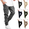 Men's Pants Mens Casual Waist Solid Color Sports Hat Multi Woven Pocket Foot Rope Street Cargo Tie Construction For Men