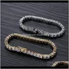 Дизайнерские ювелирные изделия для хип -хопа мужчины бриллиантовые теннисные браслеты заморожены Bling Bangles Love Luxury Bracelets Pour Hommes Gold S190Q