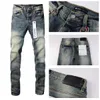 Designer Jeans Purple Jeans For Mens Skinny Motorcykel Trendy Ripped Patchwork Luxury Hole Pants All Round Slim Legged Wholesale Purple Brand Jeans