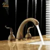 ZGRK Antique Brass Finished Bathroom Bathtub Faucet Double Handles 3 pcs Basin Mixer Tap Gold Sink 231225