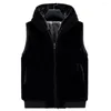 Men's Vests Outdoor Work Vest Winter Plush Faux Fur Hooded With Zipper Closure Pockets Plus Size Soft Warm Waistcoat For Cold