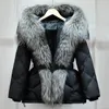 Lagabogy 2023 Top Quality Hood Puffer Jacket Large Real Fur Winter Women Down Coat Female Warm Loose Luxury Waterproof Parka 231225