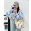 Worki wieczorowe Rainbow Stripe Color Clash Clash Bag na ramię Ladies Duża pojemność Zakupy