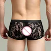 Underpants homens boxer shorts renda veja através de Sissy Slip homme sheer lingerie calcinha gay troncos calzoncilos hombre roupas íntimas