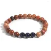 Strand oaite 8mm Bracciale chakra di tigre viola naturale per uomini e donne perle in legno Buona fortuna amici regalo coraggiosi amici